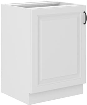 Mirjan24 Küchenschränke Retroline Unterschrank Hängeschrank Spülenunterschrank Herdumbauschrank Eckunterschrank Backofenschrank Küchenzeile (Weiß, Unterschrank 60 D-1F BB)