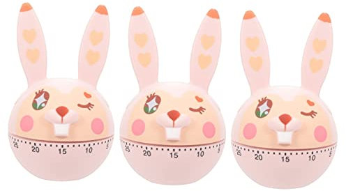 YARNOW 3pièces Minuteur De Cuisine Mécanique Forme De Lapin Chronomètre à Remonter Outil De Rappel pour Cuisiner Et Étudier