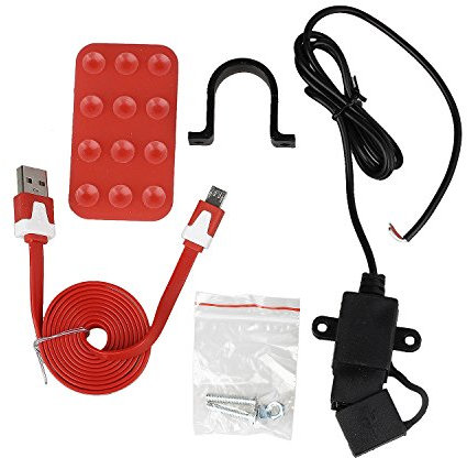 Koanhinn Enchufe doble USB impermeable para moto, color rojo