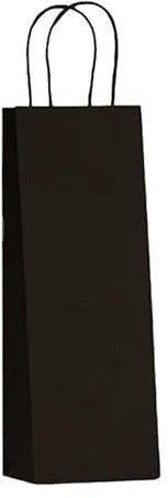 DOT Horeca Solutions 100 Shopper porta bottiglia NERO vino Buste di Carta Sacchetti Regalo per Bottiglie con Manico 14x8x40 cm Carta Kraft Sacchetto Busta per Vino nere