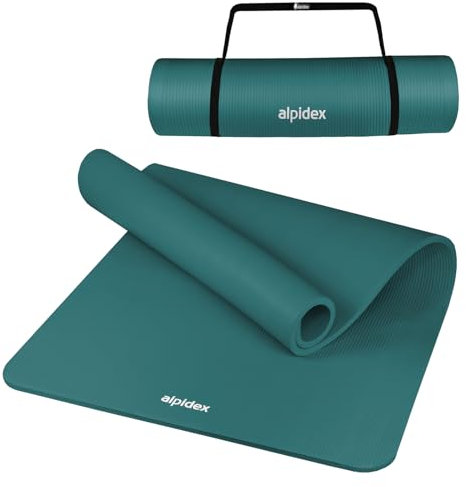 ALPIDEX Tappetino Yoga Extra Spesso 1,5cm Tappeto Fitness NBR 3 Larghezze E-Book Antiscivolo Cinghia Trasporto Aerobica Palestra Ginnastica Pilates Allenamento Casa, Petrol, 190 x 100 x 1.5 cm