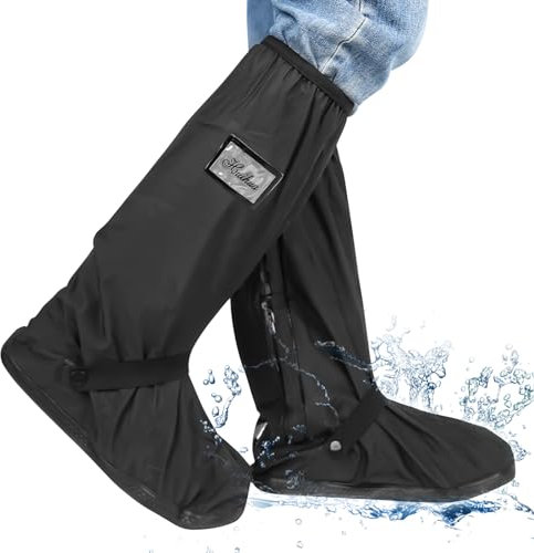 CTDMJ Cubre Zapato Impermeable Cubrezapatos Impermeables Cubre Zapatos Impermeables Suela Antideslizante Moto Scooter Ciclismo Bicicleta Zapatos de Lluvia Cubierta para Hombres, Mujeres, Negro , L