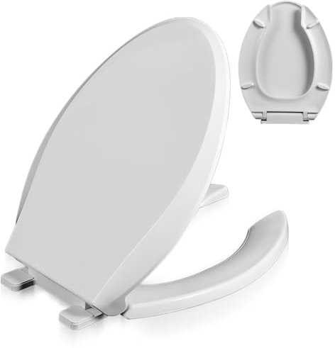 Dazzluxe Commercial Toilet Seat Elongated, Open Front Toilet Seats Cover, Quick Release for Easy Clean, Quiet Soft Close Toilet Seat Lid (18.1 × 14.2)