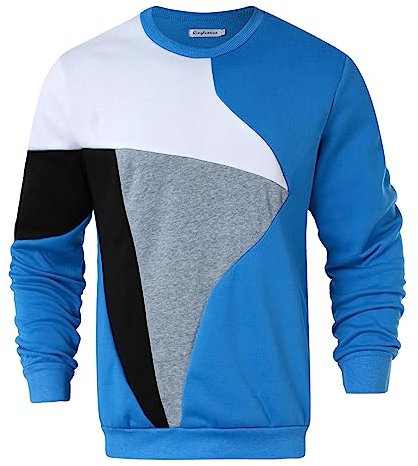 sutelang lurryly Pull Homme Chaud Col Rond Manches Longues Sweatshirts Bloc de Couleurs Patchwork Casual Sports Pullover Automne et Hiver Sweat Outdoor Vetement Sweat Homme sans Capuche