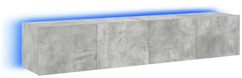 vidaXL TV Wall Cabinets with LED Lights 2 pcs Concrete Grey 80x35x31 cm