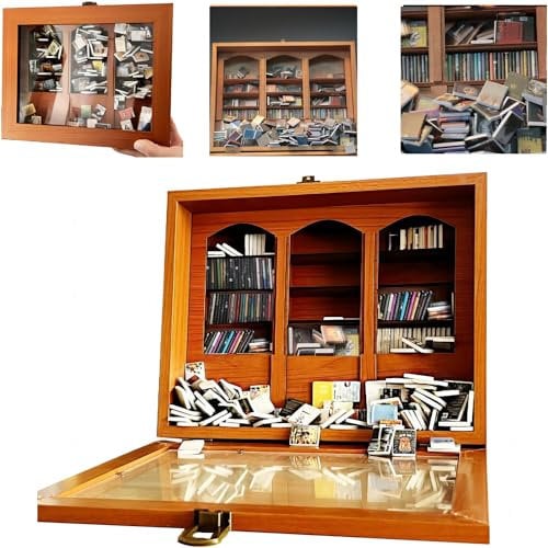 SIHPTO Anxiety Mini bibliothèque décorative avec 300 mini livres, bibliothèque miniature pour les amateurs de livres, cadeaux de Noël pour la famille et les amis, cadeaux de fin d'année pour enfants