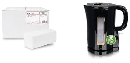 SemyTop Top Papierhandtuch & Emerio WK-125130 Wasserkocher, 1.7 Liter, 2200 Watt, BPA frei, Heizelement aus Edelstahl, Wasserstandsanzeige, Auto-Off, Trockengehschutz, schwarz/gold