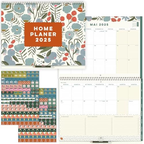 Boxclever Press Home Planer Kalender 2025 Wandkalender. Familienplaner 2025 ab sofort nutzbar bis Dez’25. Wandkalender 2025 groß mit Seitenreitern. Familienkalender 2025 mit Listen & Stickern