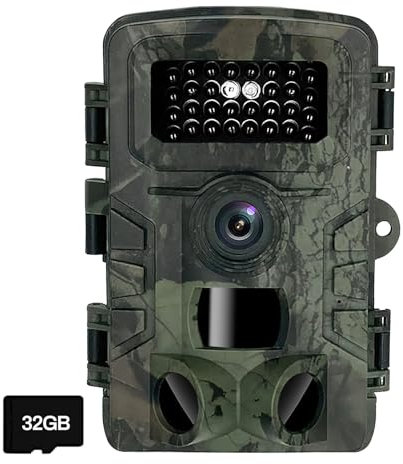 GOXAEEE Wildkamera mit Bewegungsmelder Nachtsicht, 36MP 1080P HD Wildtierkamera,0.3s Jagdkamera,940NM unsichtbares Infrarot nachtsichtkamera für Wildbeobachtung,IP66 Wasserdicht (Mit 32G-Karte)