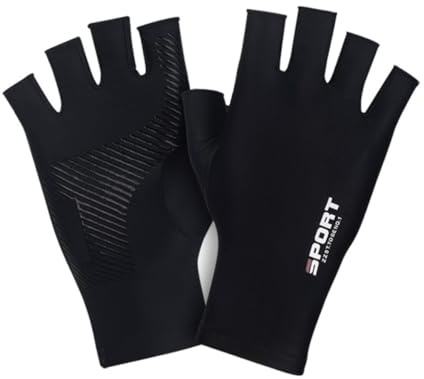 SUJAYU Gants de pêche pour Homme et Femme - Protection UV - Mitaines pour Voile, Kayak, pagayage et Aviron - Noir, Taille L