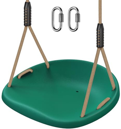 SELEWARE Asiento de columpio de plástico, reemplazo de columpio de árbol antideslizante con cuerda ajustable y 2 mosquetones, juego de columpio de patio de recreo resistente para adultos y niños, para