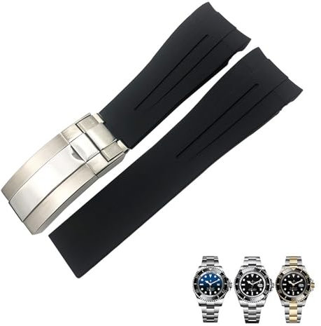 ORKDFJ Ersatz-Uhrenarmband aus Silikonkautschuk, 21 mm, für Rolex Deepsea Sea-Dweller 126660, Blau/Schwarz, Tauchsportarmband, kostenloses Werkzeug, 21 mm, Achat