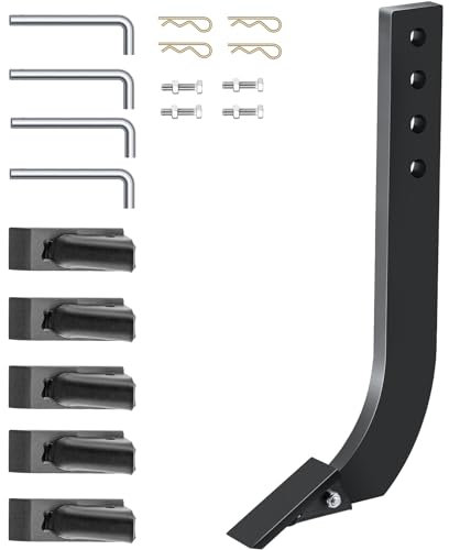 VEVOR Vástago de hoja de caja, vástago escarificador de 18 pulgadas, vástago raspador de caja de 4 agujeros, vástago desgarrador con dientes y pasadores cónicos extraíbles, conjunto de vástagos ajusta
