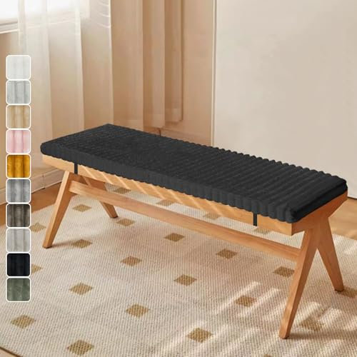 Lsjoaw Bankkissen 75X35X3CM Bankauflage/Sitzpolster Sitzkissen Bankpolster Sitzkissen für Outdoor/Innen Gartenbank Schaukel Terrasse Bank Drinnen Sitz Schwarz