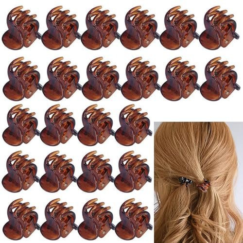 Pinze Per Capelli,24 Pezzi Mini Clip per Capelli,Capelli Clip Artiglio,Mollette Forcina Antiscivolo,Donna Mollette per Capelli,Piccole Mollette Adatto per Ragazze e Donna(Marrone)