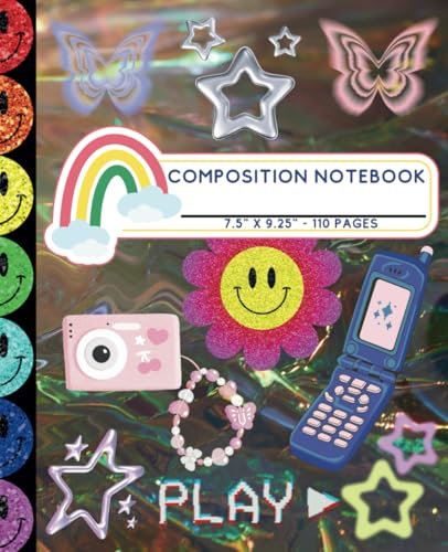 Y2K Style Composition Notebook: Super cute Y2K style notebook journal. For kids and teens. 110 Pages, 7.5 x 9.25.