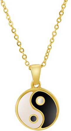 LAFATINA Yin und Yang Anhänger Kette Halskette für Herren Damen Taichi Halloween Weihnachten Freundschaft Anhänger Kette