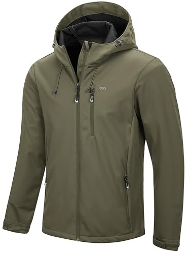 33,000ft Men's Softshell Jacket with Hood Waterproof Windbreaker Lightweight Rain Shell Jacket for Outdoor Hiking Travel