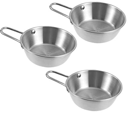 OKUMEYR 3 Stück Edelstahl Reiswein Schale Koreanische Traditionelle Weinschale Mit Griff Für Zuhause Restaurant Camping Kochen Servieren Von Ramen Suppe