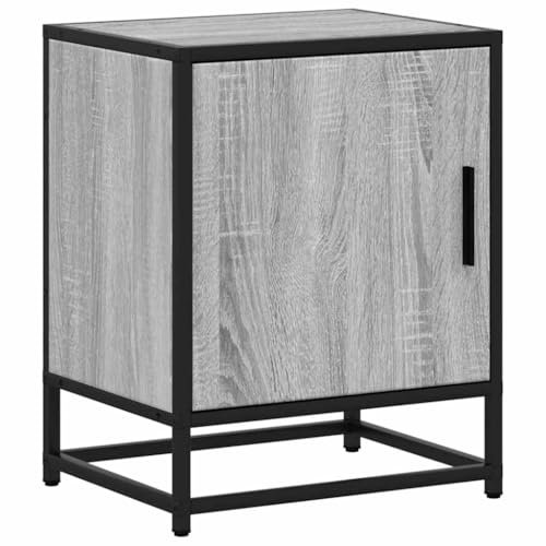 vidaXL Nachttisch Grau Sonoma 40x31x50 cm Holzwerkstoff und Metall, Nachttischschrank, Nachtkonsole, Beistelltisch, Nachtschrank, Schlafzimmermöbel