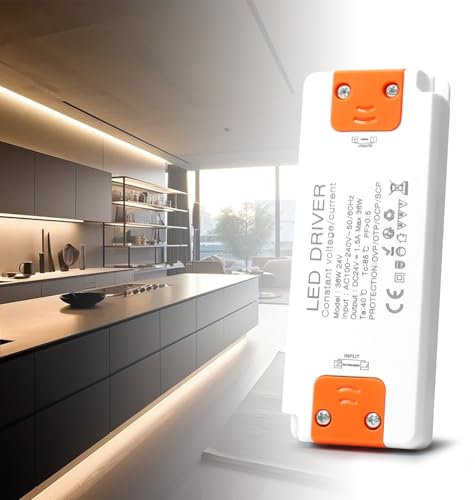 24V Netzteil LED Trafo 36W, BRIMETI 1,5A LED Transformator 230V auf 24V LED Treiber Schaltnetzteil, AC 230V auf DC 24 Volt, Kompakter Extrem Dünner Konstantspannung Niedervolttrafo