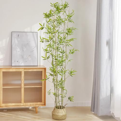 WLCNYL 10 Piezas de árboles de Plantas de bambú Artificiales para Patio, Plantas de Piso de bambú Falso, árboles de Plantas de bambú Artificiales Grandes, con Troncos de bambú, Tallos y Hojas, par