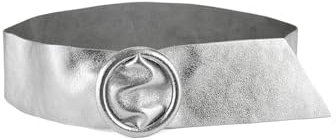 FrasiBags Breiter Damengürtel aus echtem Leder mit Ringschnalle, eleganter Gürtel Damen, hoher Gürtel für Kleidung, Damen-gürtel aus Leder, hergestellt in Italien, Silber, Einheitsgröße