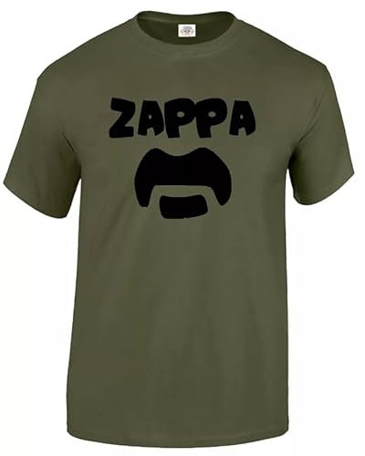 Maglietta con teschio punk biker, glam rock, irlandese, punk, rigido, rock, frank zappa, T-shirt Verde Militare Stampa Nera, L
