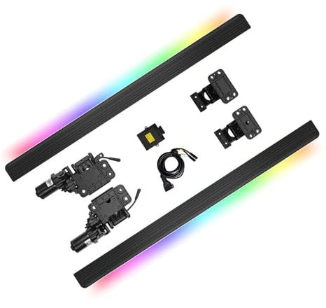 MOMOBP Marchepieds électriques rétractables compatibles avec Le Ford Ranger XL 2015-2025, marchepieds à déploiement Automatique avec éclairage LED for camions(Blue Lights)