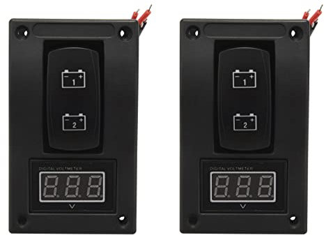 Carlgelrag 2X 12-24V LED Dual Battery Test Panel Rocker Switch Car Truck Marine Boat Voltmeter 4P ON-OFF-ON