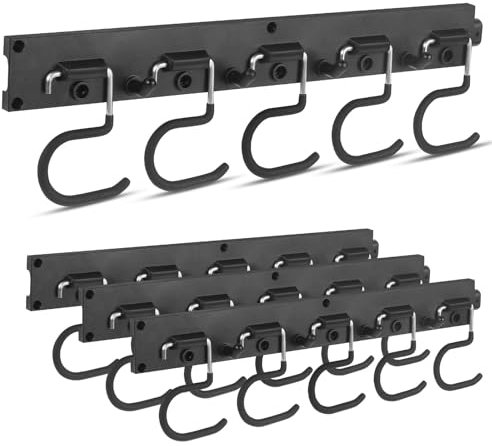 Gaethra Gartengerätehalter, 4 x 40cm Gerätehalter Wand, Gartengeräte Aufhängung Grau, Wandhalterung Gartengeräte mit Anti-Rutsch Gummierung, für Garage, Garten, Abstellraum, Geräteschuppen, Keller