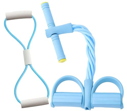Bauchtrainer, Figur 8-Widerstandsband mit Griffen, Sit-Up Trainingsgeräte Bodybuilding Expander Ganzkörpertrainer, 6 Tubes Elastische Zugseil Multifunktions-Leg-Exerciser für Finess