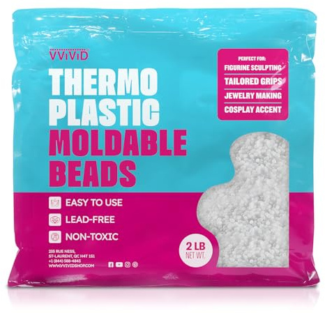 VViViD Thermoplastic Moldable Beads (2lbs) Meltable Thermal Polymorph Plastic Pellets for Modeling, Crafts, DIY, Cosplay, Sculpting and Temporary Repair