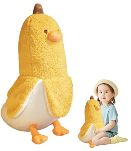 CNAFGBGG Bananen-Ente, süßes Enten-Plüschtier, 50 cm, weiche Kuscheltiere, süßes Umarmungskissen für Mädchen und Jungen, Gelb.