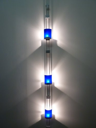 Dapo Glas-Wand-Schienen-Leuchte-Lampe-Straher BELLA mit Kabel und Netzstecker, Fassung G4 satiniertes Glas blau Wand-Schienensystem
