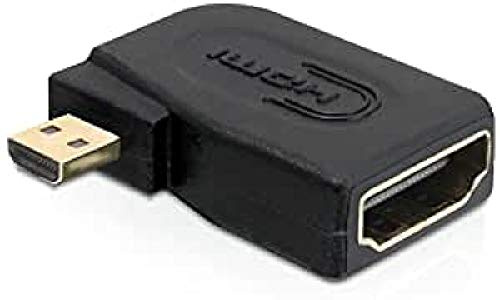 DeLOCK Abgewinkelter HDMI-Adapter, Micro-D-Stecker abgewinkelte Buchse, HDMI mit Ethernet