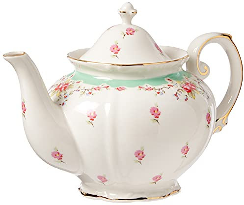 Gracie China Théière vintage en porcelaine 5 tasses Motif rose Vert