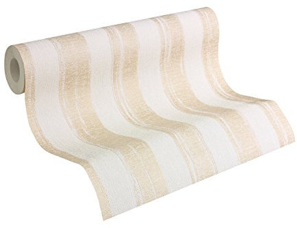 A.S. Création Vliestapete Shabby Style, Streifentapete, klassisch, neo-barock, Vintage, beige, signalweiß, 941565