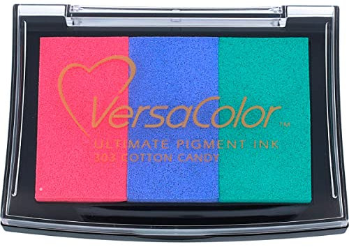Tsukineko VersaColor Mehrfarbig Stempelkissen - Mehrere Farben, Cotton Candy 3 Varianten - Groß - Deckend, Wassbasis - Wasserfest - Embossing