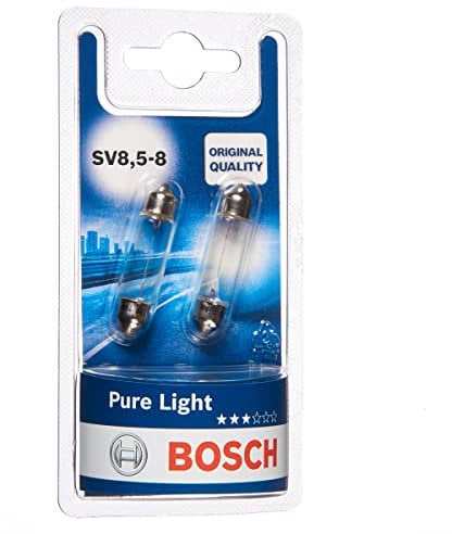Bosch K10W (Sof. 10W) Pure Light Lámparas para vehículos, 12 V 10 W SV8, 5-8 41 mm, Lámparas x2