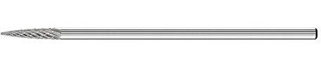 PFERD HM-Frässtift mit Langschaft, Spitzbogenform SPG, Zahnung 3 PLUS, Frässtift-ø 3mm, Schaft-ø 3mm, Länge 75mm, 21222687 – für universelle Anwendungen auf den wichtigsten Werkstoffen