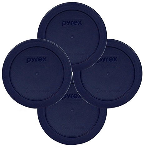 Pyrex Blue 2 Cup Round Storage Cover #7200-PC for Glass Bowls 4-Pack