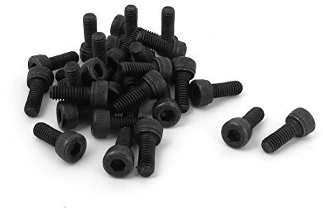 SOURCING MAP 30pcs Tornillos de cabeza cilíndrica con hexágono interior negro M4 x 10mm 12,9 acero de aleación perno máquina