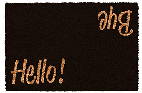 CKB LTD® HELLO, BYE Novelty DOORMAT Unique Doormats Front/Back Door Mats Made with a non-slip PVC backing - Natural coir - Indoor & Outdoor