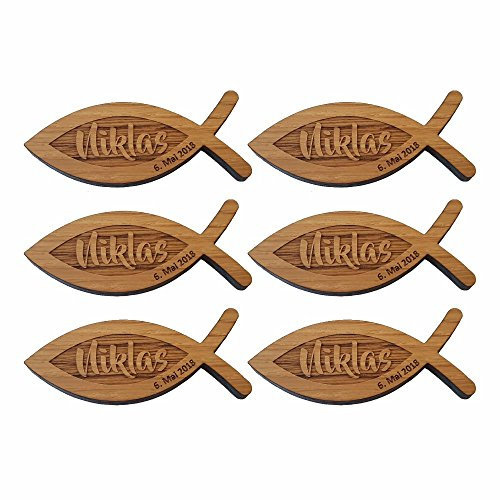 Holz Deko-Konfetti Fisch zur Konfirmation ☆Firmung ☆Kommunion ☆personalisiert mit Namen & Datum ☆Gastgeschenke ☆Deko