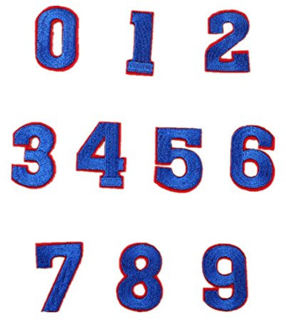 Ximkee(10 Pack) 1 Colorful Numbers Embroidered Appliques Sew or Iron on Patches (Blue)