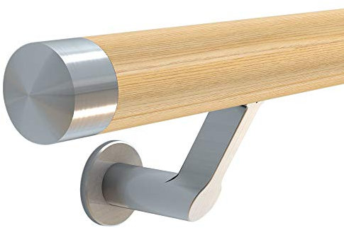 HUERO Handlauf Eiche I 2,2 m Länge | Greifbare Sicherheit I Designelement I Inklusive Befestigungsmaterial für Beton, Ziegel und Vollstein I Profiqualität