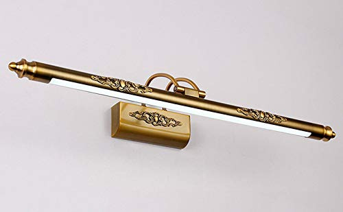ZH-VBC Spiegelleuchte, Wandleuchte, Wasserdichte Retro Bronze LED Spiegellampe Bilderleuchte Arc Arm Warmweiß Lampe Nachttisch Leseleuchte für Badezimmer Beleuchtung,whitelight-50cm