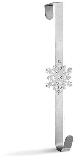 Whaline Weihnachtskranz-Aufhänger über der Tür, Metallkranzhaken, Schneeflocken-Dekor-Haken für Weihnachten, Party, Tür, Wand, Zuhause, Büro, Silber, 38,1 cm