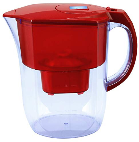 Ehm Ultra Premium Alkaline Water Filter Pitcher - 3.8L, Activated Carbon Filter- BPA Free, Healthy, Clean, & Toxin-Free Mineralized Alkaline Water in Minutes- Up to 9.5 pH-2021 (RED,White,Blue) (red)